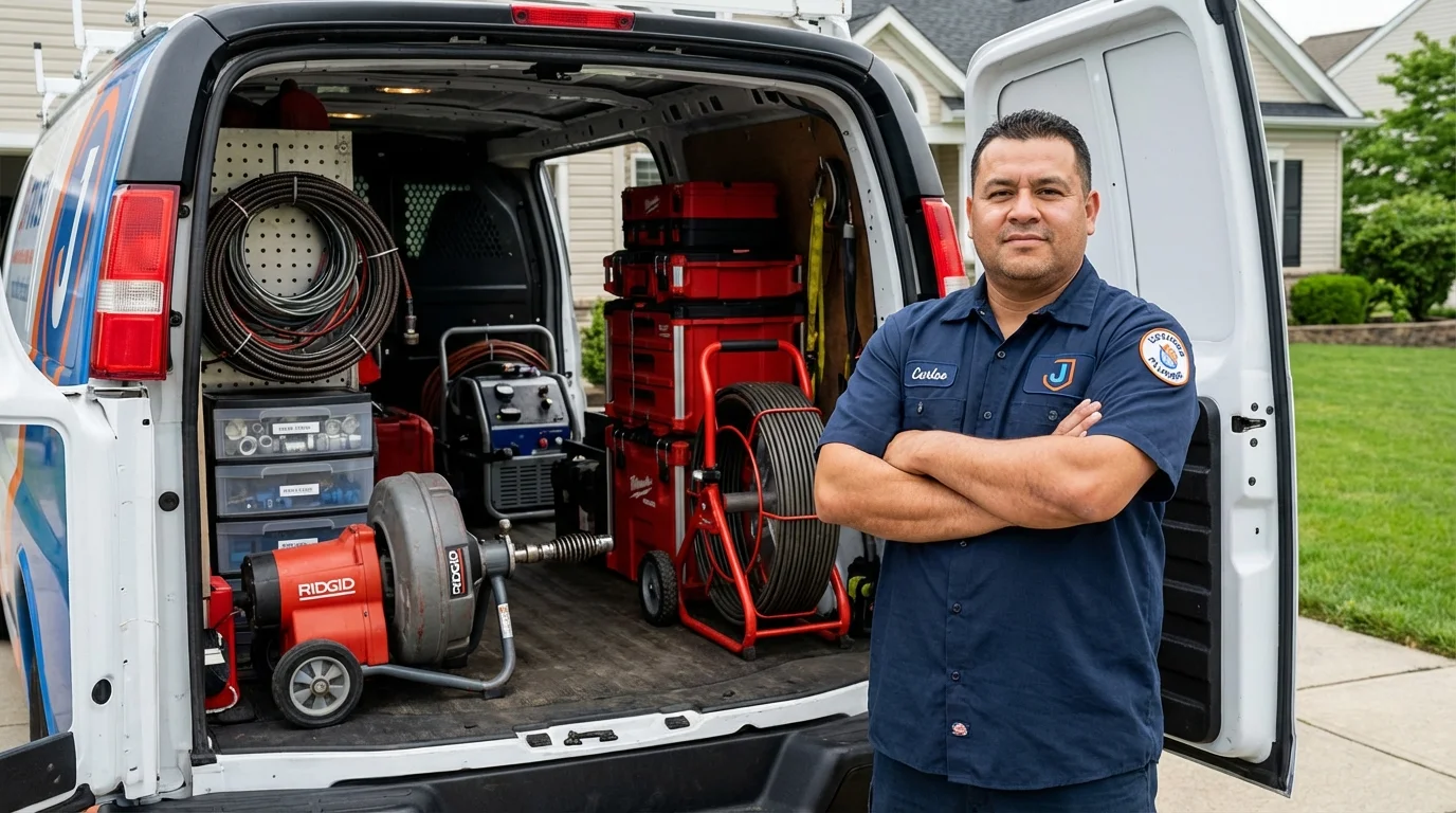 Professional drain cleaning equipment and Johns Plumbing LLC plumber in Sour Lake