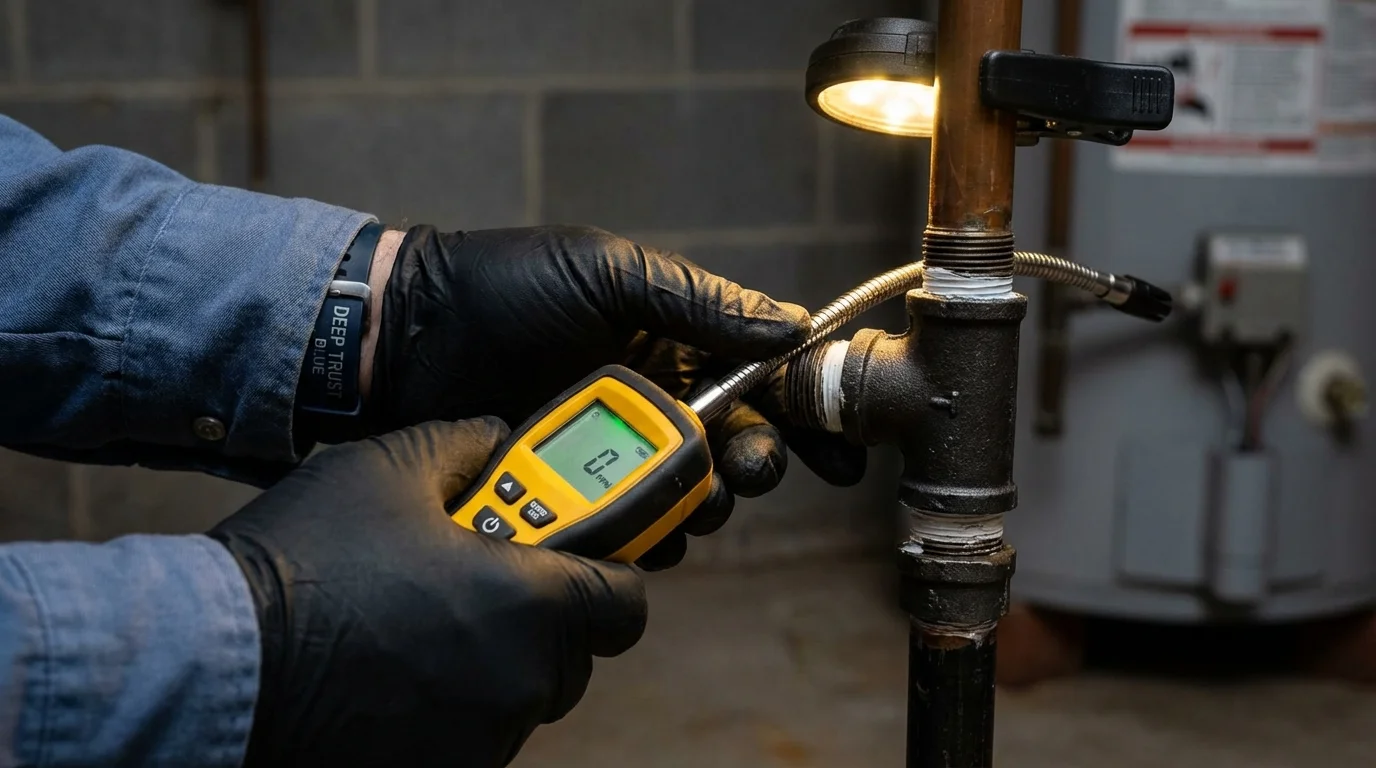 Gas leak detection with electronic sniffer by Johns Plumbing LLC in Sour Lake